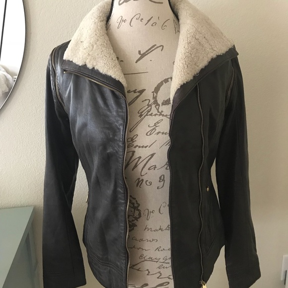 ted baker shearling leather jacket